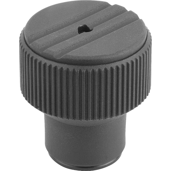 Torque Knurled Knob Size:3 D=M08, Thermoplastic Black Ral7021, Comp:Steel, Cap:Black Ral7021
